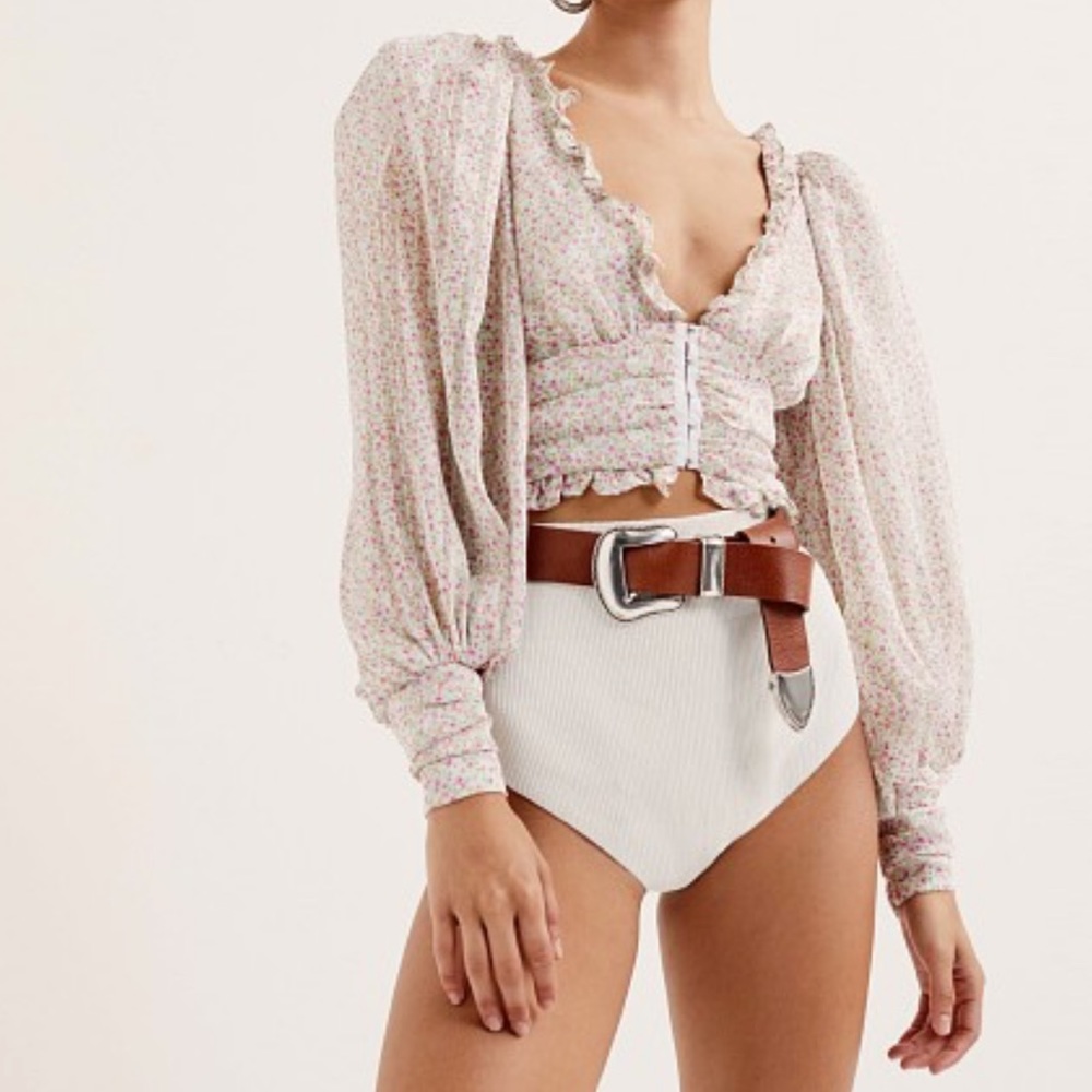 For Love and Lemons Natalie Crop Top Ivory